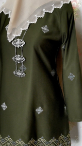 Olive Green Kurung Pahang Moden (S - XXL)