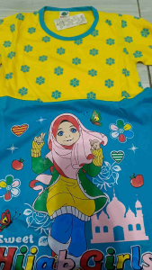 BAJU GAMIS KAOS ANAK PEREMPUAN STELAN HIJAB