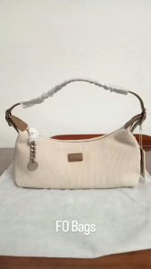 Tas Hobo Bahu Krem brand MEBOLAN Unik Motif Garis Polos Tas Wanita Keren kd 114