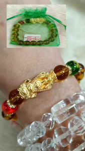 Lucky Citrine Bracelet w/ Gold PiYao Fengshui Dragon