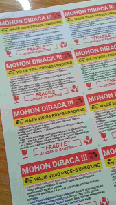Label sticker fragile wajib vidio unboxing stiker unboxing packing kiriman paket