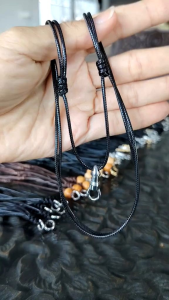 สร้อยพระ เชือกคอตตอน ตะขอพุกก้ามปูสแตนเลส ปรับสั้นยาวได้