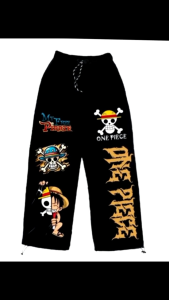 Celana Anak Anime One Piece Usia 3-13 Tahun / Celana Panjang Anak Skena Buggy Pant Bahan fleece /Celana Anak Warna Hitam