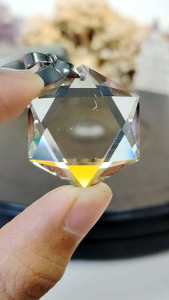 Natural High Grade Brazil White Clear Quartz Crystal David Star Pendant DSQ06