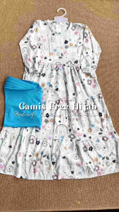 Medina Dress I Gamis Anak Set Hijab 3-12 Tahun Katun Rayon Motif Bunga