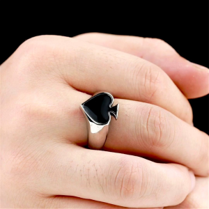 Cincin Elegan Desain Black Scoup/Spade (Adjustable)