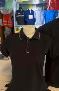 เสื้อเชิ้ตโปโล คอปก สีดำ ขลิบสีเทา รุ่นเนื้อดี มี ชาย หญิง พร้อมส่ง