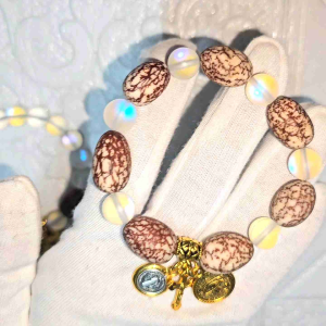 Triple Protection Moonstone Bracelet – Evil Eye Cross & Saint Benedict with Buto ng Sinukuan