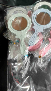 50pcs Souvenir Cermin Bulat Gagang Warna Soft Mewah