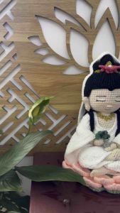 Tượng bồ tát quan âm bằng len 23cm handmade làm quà tặngdecor và thờ cúng