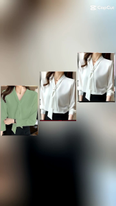 Helena blouse atasan Korean style baju wanita polos atasan kerah dasi korean