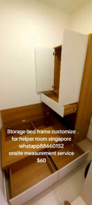 Storage bed frame and cabinet customize singapore for helper room/bomb shelter/unity room/smaller room