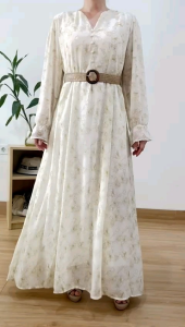 ECLAIRE 003 Dress Maxi Maksi Chiffon Sifon Longsleeves Anggun Pesta Classy Korea Import 05570