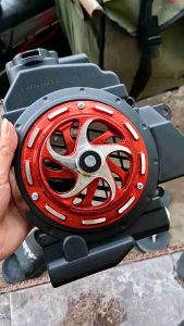 COVER KIPAS RADIATOR VARIO 110 KARBU SET SPINNER SABIT MERAH