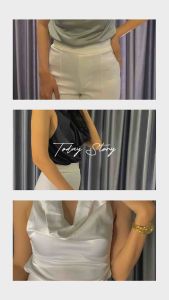 Floy Tanktop Satin Drafery Backless Atasan Satin Mewah Wanita Casual Tanktop Satin Silk 072