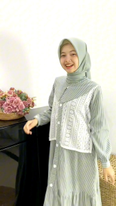 COUPLE SERIES !! GAMIS KIDS AND TEEN (8-14 TAHUN) BAJU MUSLIM WARNA ABU KOMBINASI BROKAT CUTETRIK TERBARU 2025 SHAFIYA CANTIK BAJU MUSLIM ANAK 8 9 10 11 12 13 14 15 TAHUN TEEN TEENAGER KOREAN LOOKS MOTIF GARIS STRIPE SALUR