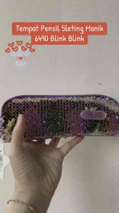 Tempat Pensil Sleting Manik Berwarna Hologram 6490 Import