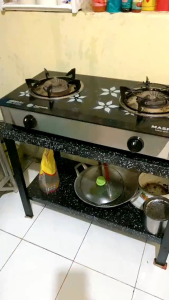 meja kompor gas 2 tungku Meja Kompor Kayu Solid Meja Kompor Bentuk Persegi Panjang - Lazada