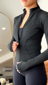 Jaket fitnes gym wanita Polos Lengan Panjang cepat kering dengan resleting yoga /Jaket Olahraga Wanita Anti UV Terbaru Jaket olahraga wanita terbaru jakt olahraga wanita slim anti uv jaket running wanita