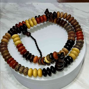 Tasbih dzikir muslim kombinasi berbagai macam kayu bertuah nusantara Motif pipih gepeng mentos