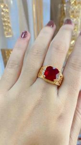 CINCIN EMAS BATU GIOK MERAH REYA PERMATA CINCIN TITANIUM ANTI LUNTUR