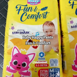 Baby Happy Pants Popok Celana Sekali Pakai Pingfong Baby Shark M34+2 Popok Unisex Usia 0-3 Bulan Popok Bayi Berkualitas Tinggi - Lazada