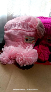 Topi Rajut kepang bayi perempuan/Kupluk Bayi premium gratis bordir nama