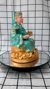 Ông Địa Thần Tài đế tròn xanh