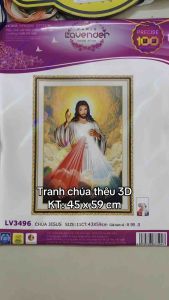 Tranh thêu chữ thập Lòng chúa thương xót LV3496 kích thước 43 x 59 cm
