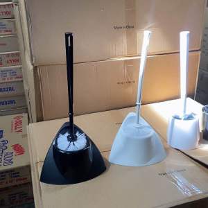 Modern Plastic Toilet Brush Set with Sleek Holder Durable Bristles Anti Slip Base