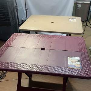 Portable Folding Plastic 4Seaters Rectangle Table with X Frame Legs Durable and Weather Resistant