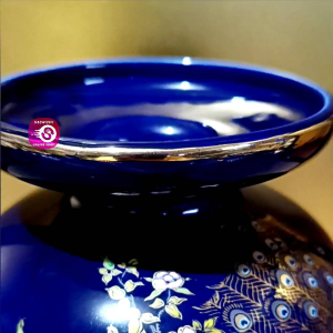 JAPANESE COBALT BLUE PEACOCK FLORAL PORCELAIN VASE • JAPAN SURPLUS