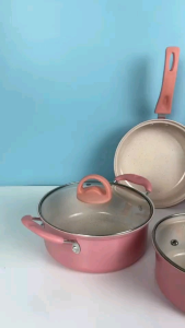 PANCI SET 13 PCS FRYPAN SAUCEPAN SPATULA COOKWARE - MERAH PINK DAN BIRU ( FREE BUBBLEWRIPE )