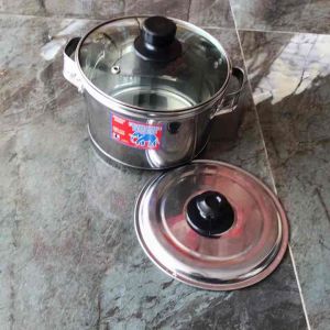 PANCI MASAK RAWON / PANCI SAYUR STAINLES TUTUP KACA 18cm MURAH COD PROMO
