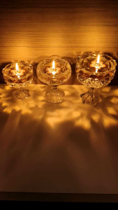 Candle holder Lotus Glass Oil Lam ,Candle holder ,Prayer Oil Lam Crystal Glass Oil Lamp,Buddha Word Glass Oil Lamp Bowl Plant Oil Salad Oil Lotus Bowl Home Chinese Style Candle Holder Lighting Accessories