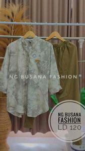 Setelan baju wanita dewasa crinkle premium jumbo bb 80kg busui full kancing motif terbaru
