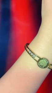 Sophie and Basty Stainless Steel Padre Pio Pray for Us Protection Clasp Bangle with Free Box