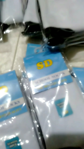 3 pasang kaos kaki putih telapak hitam SD SMP SMA panjang sebetis/ kaos kaki sekolah putih telapak hitam