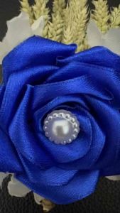 Chest Corsage for Groom Rose Bud with Satin Rose and Wheat Accents