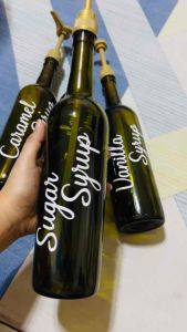 Syrup Pump Bottle Antique Green 750ml w/ decal waterproof sticker Coffee Milk Tea Sauce Pump 10cc