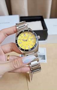 ĐỒNG HỒ NAM CHÍNH HÃNG Citizen AW1760-81Z Eco-Drive Benzel Yellow Dial Silver Stainless