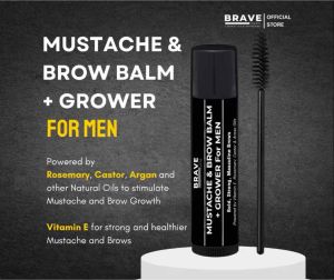 BRAVE PH Mustache and Brow Balm for Men for Thicker and Healthier Brow and Mustache with Vitamin E Rosemary Castor and other Organic Oils