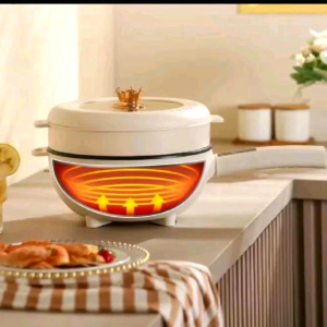 Milti function electric hot pot Double handle non stick pot with steamer Double Layer