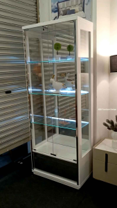 (FREE Installation+Delivery) KBS Beverly LED Light with Locking Doors / Premiun White Lacquer / High Gloss Finish Display Cabinet / Tempered Glass / Black / White / L73 x W40 x H190 cm"