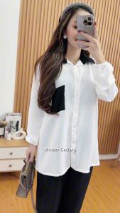 Oneset Aqilia Crinkel Kombinasi Two Tone / Setelan Crinkel Kombinasi Dua Warna