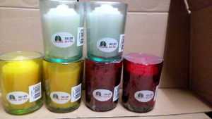 Liwanag Glass Candle 3D (GC3D) Sold per Piece Size : 3/4" Diameter x 3-3/8" Height Burning Time : 20 Hours Color Available : White Red Yellow