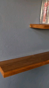 ชั้นวางหน้ากว้าง 15 ซม. ไม้สัก ชั้นวางของติดผนัง สำหรับผนังปูน ไม่โชว์ขารับ