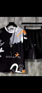 Baju Setelan Kaos dan Celana Pendek Pria Dewasa Terbaru PK PeKa - Hitam L