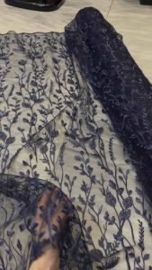 Bahan Kain Kebaya Tile Brokat Alana New Series Warna Navy Biru Dongker Harga per 05meter