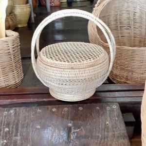 ตะกร้าหวายแท้ - ตะกร้าประกอบของ 23-24cm และฝาปิด กว้าง 90ตัว